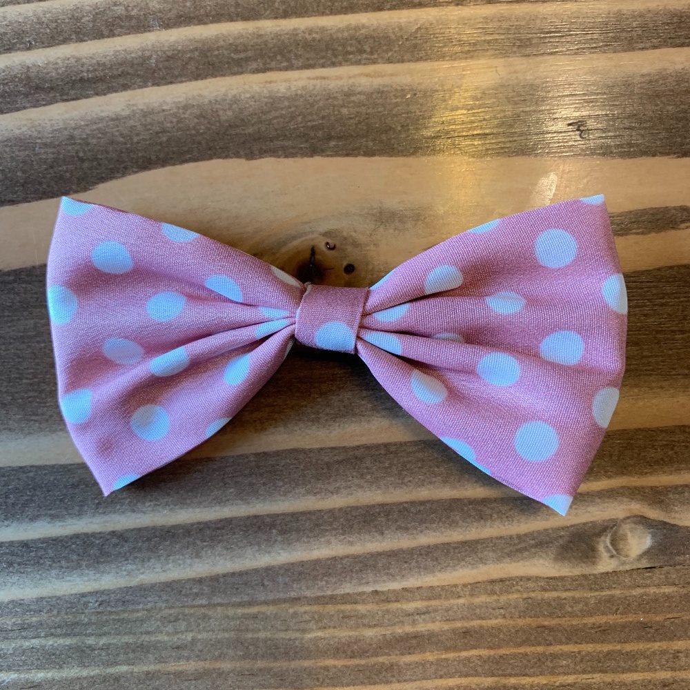 Pink polka dot hair bow